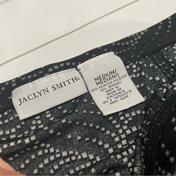 Jaclyn Snith Black Gray Patterned Stretch Slinky Flare A-line Skirt Medium‎ - Picture 2 of 8